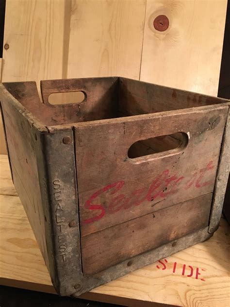 value of sealtest metal and wood milk delivery box|Vintage Sealtest Metal & Wood Wooden Milk Bottle Box Crate.